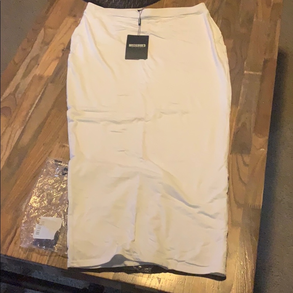 missguided white pencil maxi skirt